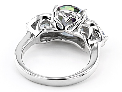 3.63ctw Multi-Color Quartz With .20ctw White Zircon Rhodium Over Sterling Silver 3-Stone Ring - Size 7