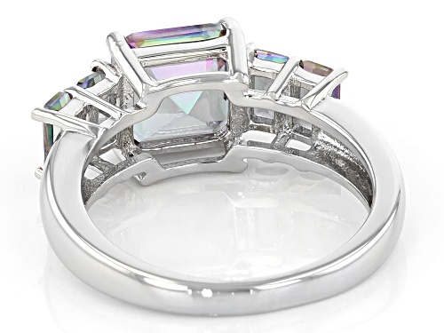 3.15ctw Square Octagonal Multi-Color Quartz Rhodium Over Sterling Silver Ring - Size 8