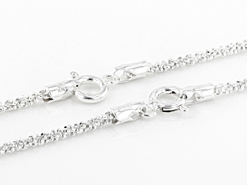 Sterling Silver Diamond Cut Criss Cross Chain Necklace Set 18 and 20 Inch