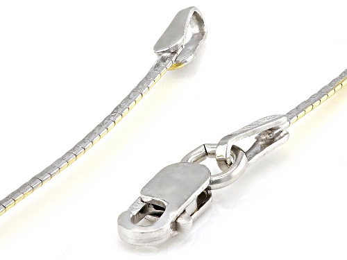 Sterling Silver & 18k Yellow Gold Over Sterling Silver 1.35mm Reversible Omega 20 Inch Necklace - Size 20