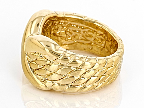 18k Yellow Gold Over Sterling Silver Crossover Design Ring - Size 7