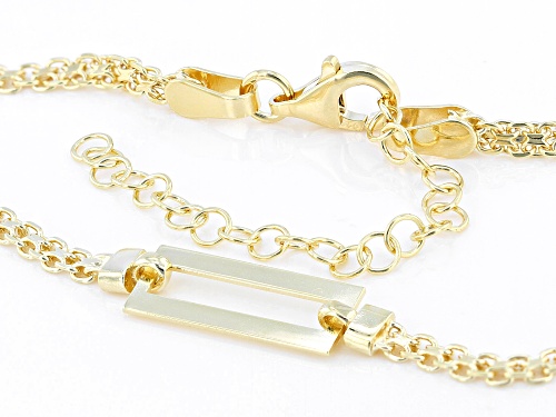 18k Yellow Gold Over Sterling Silver Paperclip Station Bismark Link 18 Inch Necklace - Size 18