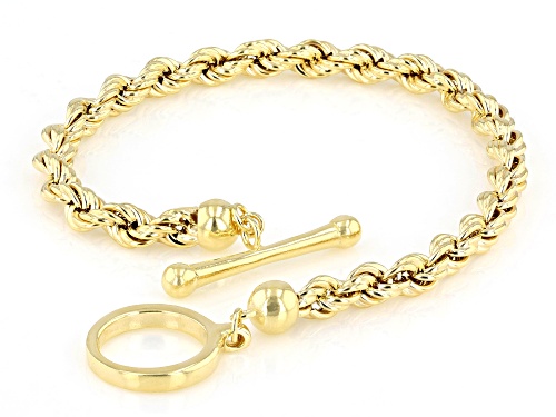 18k Yellow Gold Over Sterling Silver 4.7mm Rope Link Toggle Bracelet - Size 8