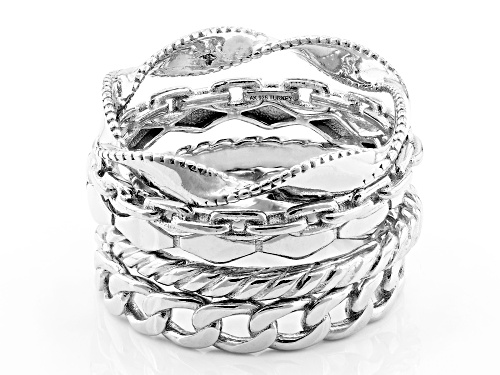 Sterling Silver Set Of 5 Stackable Band Rings - Size 7