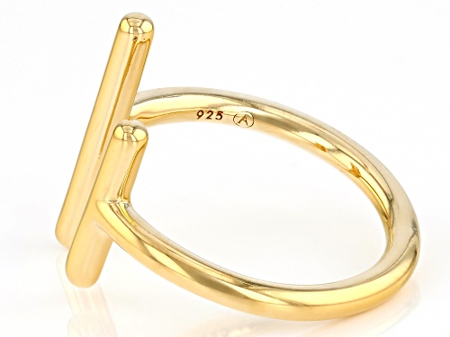 18k Yellow Gold Over Sterling Silver Bar Cuff Ring - Size 11