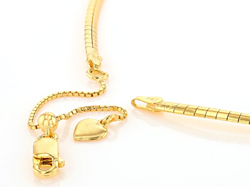 18k Yellow Gold Over Sterling Silver 2.5mm Omega 18 Inch Chain - Size 18