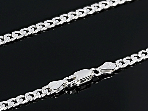 Sterling Silver 4mm Flat Curb 20 Inch Chain - Size 20
