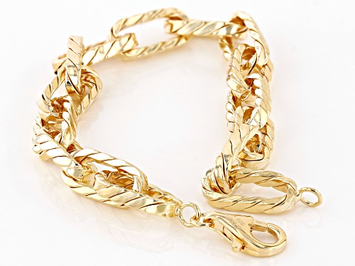 18k Yellow Gold Over Sterling Silver 7mm Twisted Paperclip Link Bracelet - Size 8