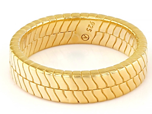 18k Yellow Gold Over Sterling Silver Chevron Pattern Band Ring - Size 7