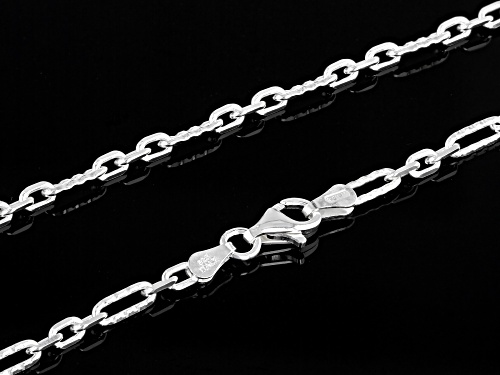 Sterling Silver Figaro Link Necklace 20 Inches - Size 20