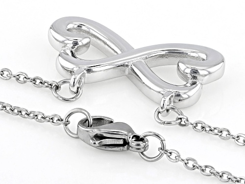 Silver Tone Infinity Heart Pendant 23 Inch Necklace - Size 23
