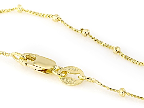 18k Yellow Gold Over Sterling Silver Diamond-Cut Bead Station Curb Link 20 Inch Chain - Size 20