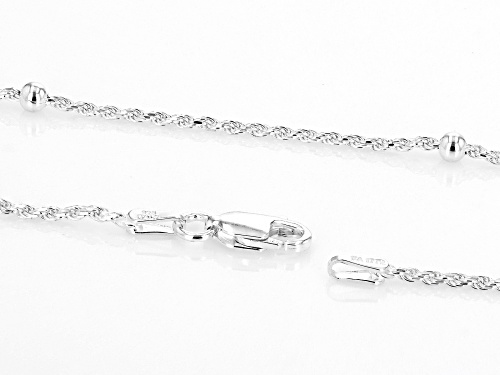 Sterling Silver 3mm Bead Station Rope Link 18 Inch Chain - Size 18