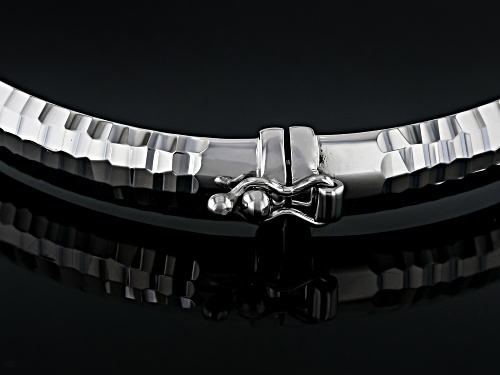 Rhodium Over Sterling Silver 6.5mm Diamond-Cut Bangle - Size 7