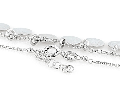 Rhodium Over Sterling Silver Coin Charm Necklace - Size 18