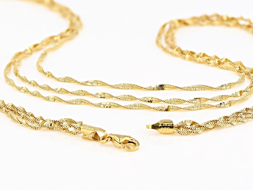 18K Yellow Gold Over Sterling Silver Multi-strand Twisted Herringbone Necklace 20 inch - Size 20