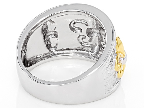 Rhodium Over Sterling Silver With 18k Gold Over Sterling Silver 2-Tone Giglio of Florence Ring - Size 9