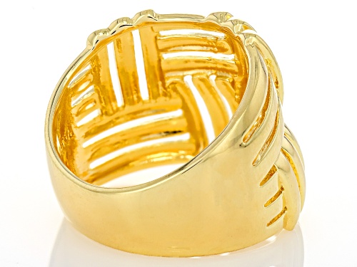 18k Yellow Gold Over Sterling Silver Basket Weave Ring - Size 7