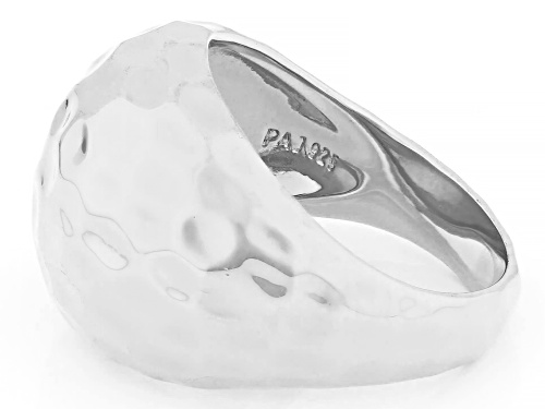 Rhodium Over Sterling Silver Hammered Dome Ring - Size 7