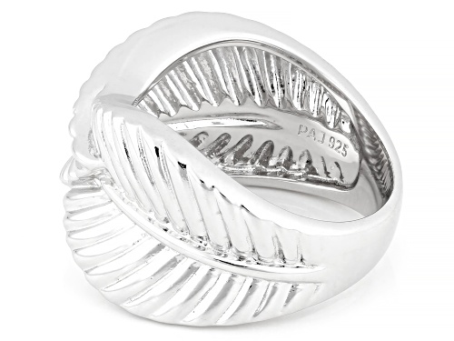 Rhodium Over Sterling Silver Leaf Ring - Size 7