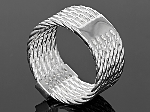 Bella Luce White Diamond Simulant Sterling Silver Multi-Row Ring 0.07ctw - Size 7