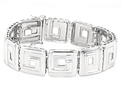 Rhodium Over Sterling Silver Link Bracelet - Size 7.25