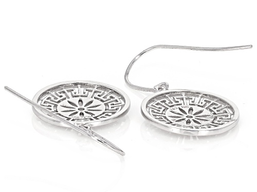 Rhodium Over Sterling Silver Flower Earrings