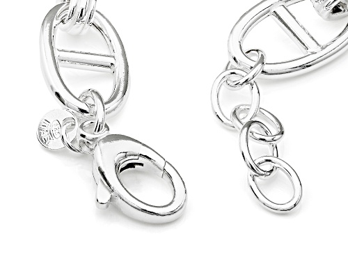 Sterling Silver 13mm Alternating Mariner Link Bracelet - Size 6.5