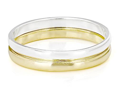 Sterling Silver and 18k Yellow Gold Over Sterling Silver 2mm Polished Band Ring Set of 2 - Size 10