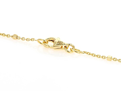 18k Yellow Gold Over Sterling Silver Cable with Square Bead Station 19