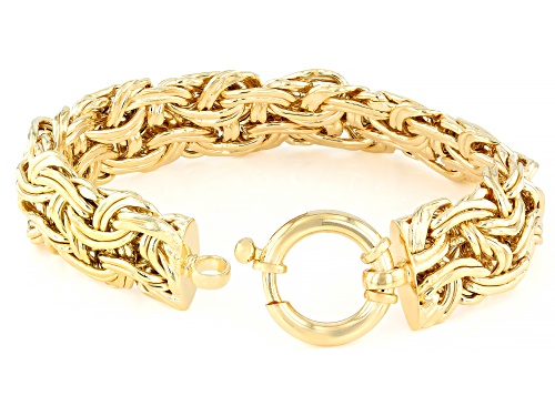 18k Yellow Gold Over Sterling Silver 16mm Byzantine Bracelet - Size 7.25