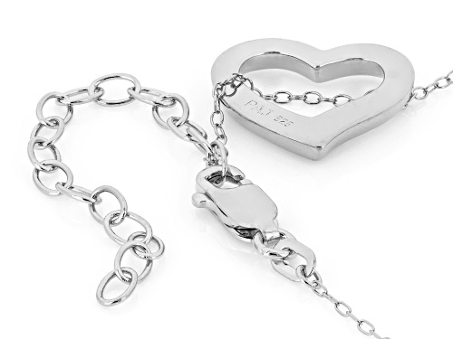 Rhodium Over Sterling Silver Heart Pendant with Chain