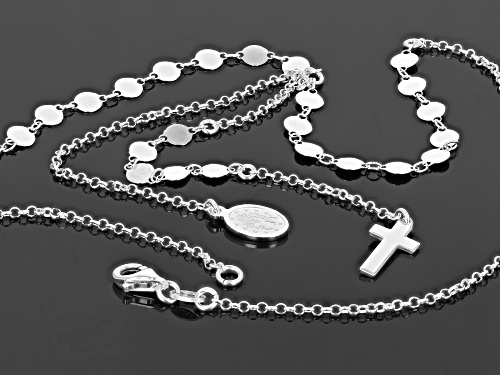 Sterling Silver Station Cross and Mary 16 Inch Necklace - Size 16