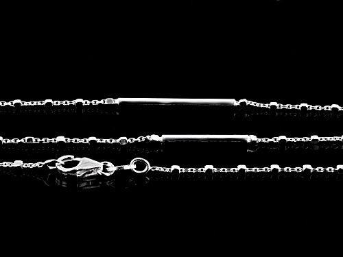 Sterling Silver Elongated Bar Station 36 Inch Rolo Necklace - Size 36