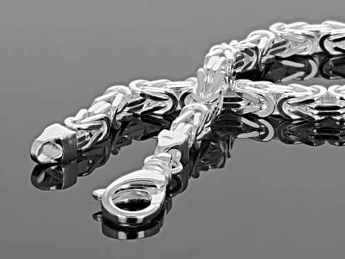 Sterling Silver 4.70MM Squared Byzantine 7.5 Inch Bracelet - Size 7.5