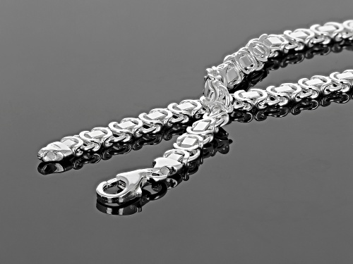 Sterling Silver 4.50MM Flat Byzantine 7.5 Inch Bracelet - Size 7.5