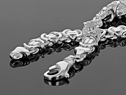 Sterling Silver 6.80MM Flat Byzantine 7.5 Inch Bracelet - Size 7.5