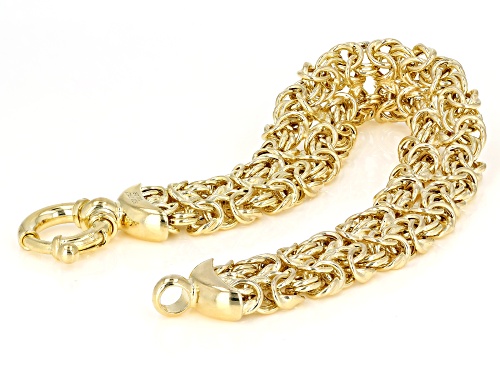 10K Yellow Gold Over Sterling Silver 15MM Byzantine Bracelet - Size 8