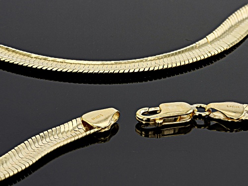 18K Yellow Gold Over Sterling Silver 6.5MM Diamond Cut 18 Inch Bombe Herringbone Link Necklace - Size 18