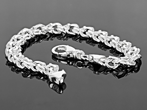 Sterling Silver Diamond-Cut 9MM Double Link Bracelet - Size 8.5