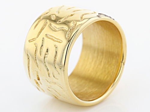 18K Yellow Gold Sterling Silver Wave Design Ring - Size 7