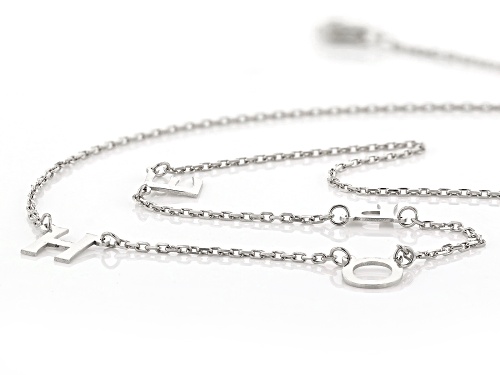 Rhodium Over Sterling Silver HOPE Initial Cable Chain 18 Inch with 2 Inch Extender Necklace - Size 18