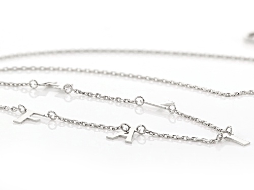 Rhodium Over Sterling Silver FAITH Initial Cable Chain 18 Inch with 2 Inch Extender Necklace - Size 18