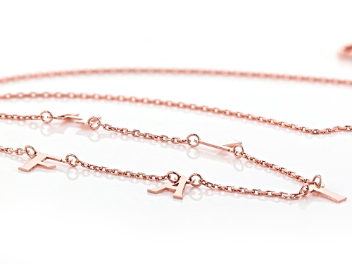 18K Rose Gold Over Sterling Silver FAITH Initial Cable Chain 18 Inch with 2 Inch Extender Necklace - Size 18
