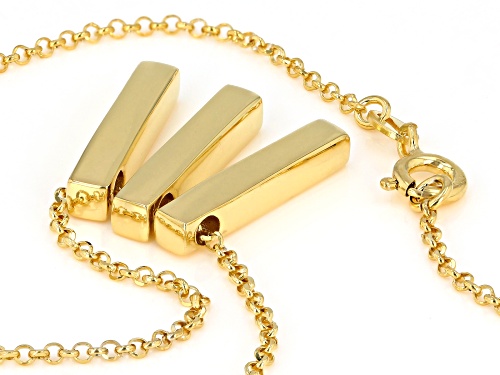 18K Yellow Gold Over Sterling Silver Bar Necklace - Size 18