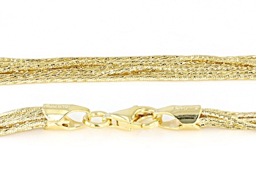 18k Yellow Gold Over Sterling Silver 7 Row Diamond-Cut Snake Link 20 Inch Necklace - Size 20