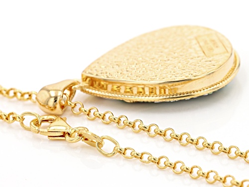 18k Yellow Gold Over Sterling Silver Mosaico Pendant With Rolo Chain