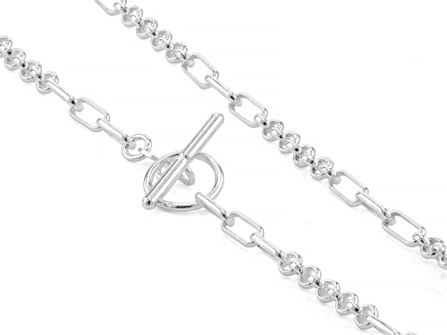 Sterling Silver 22 Inch Rolo Link With Toggle Closure Necklace - Size 22