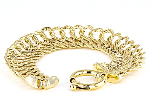 18K Yellow Gold Over Sterling Silver Textured And Polished Infinity Link Bracelet - Size 8