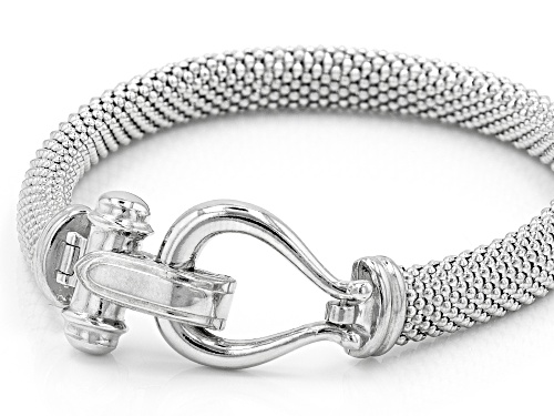 Rhodium Over Sterling Silver Popcorn Chain Bracelet - Size 8